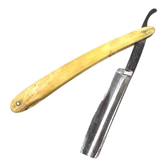 Antique M. Jung Wester Bros Anchor Brand Straight Razor With Yellow Handle READ - Picture 3 of 7